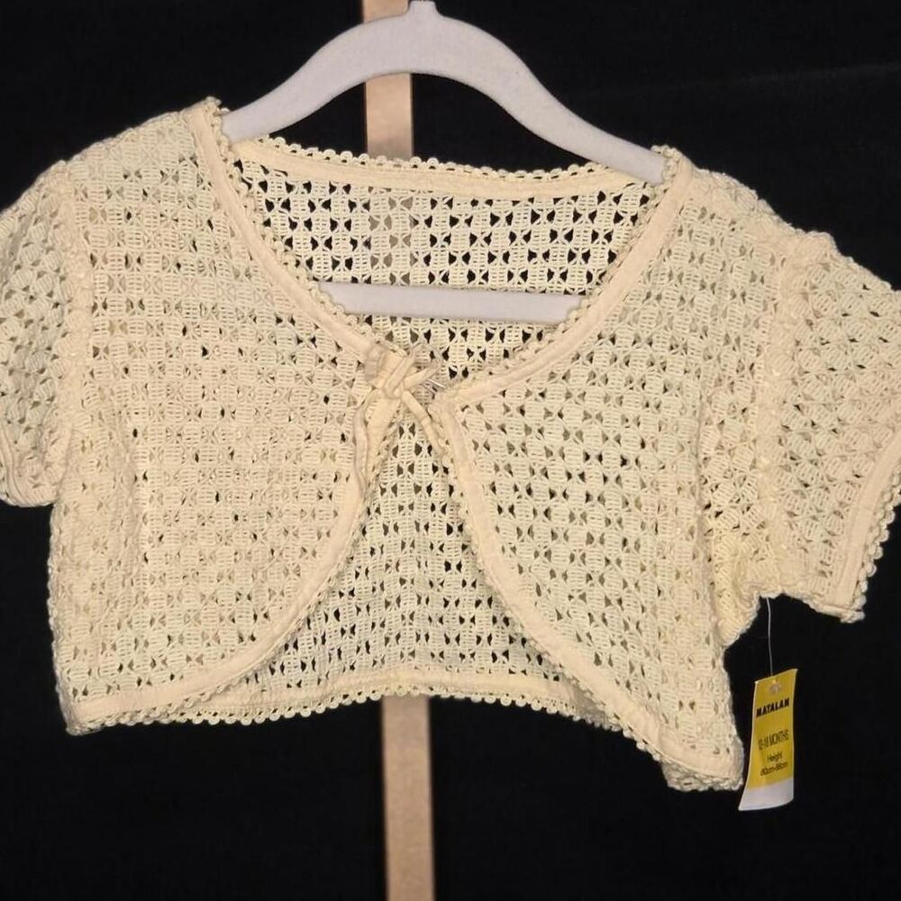 NWT Matalan Baby Crochet Knit Tie Front Bolero Cardigan Cream 12-18 Months